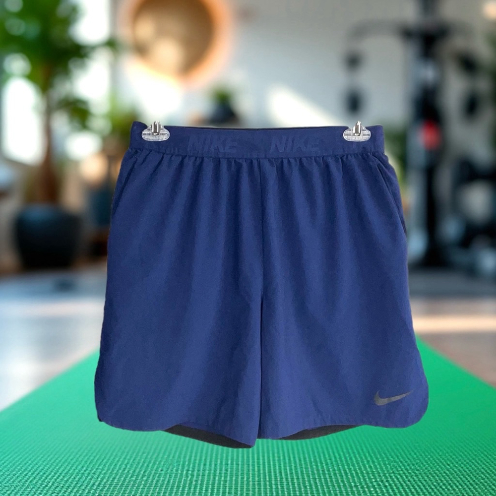 Nike Blue Shorts w Tie String Elastic Waist Women Large
